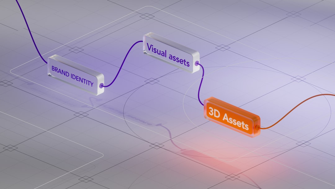 Interface de plataforma no-code com fluxo de automação colorido em monitor