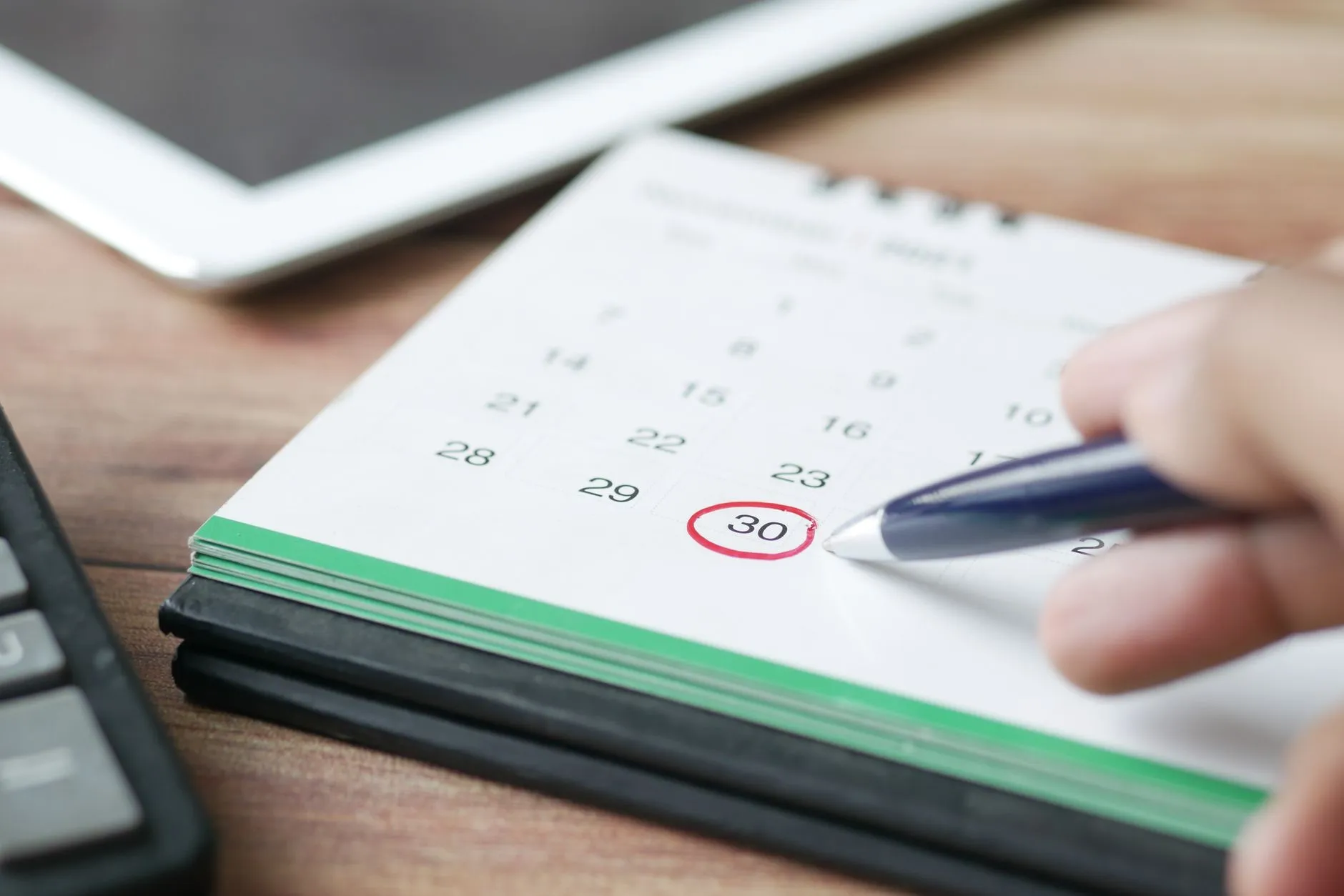 Calendário e planejamento de tarefas agendadas