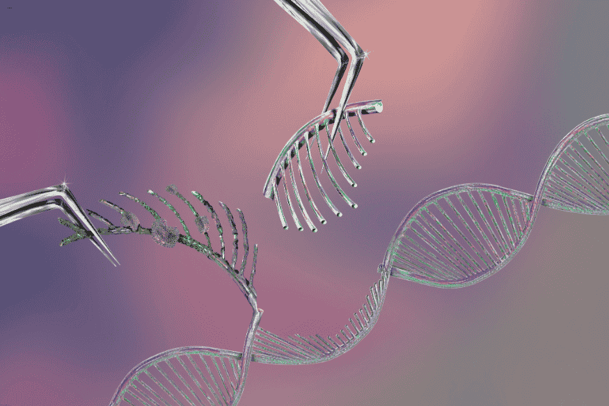 Representação gráfica da edição genética do DNA com ferramentas moleculares