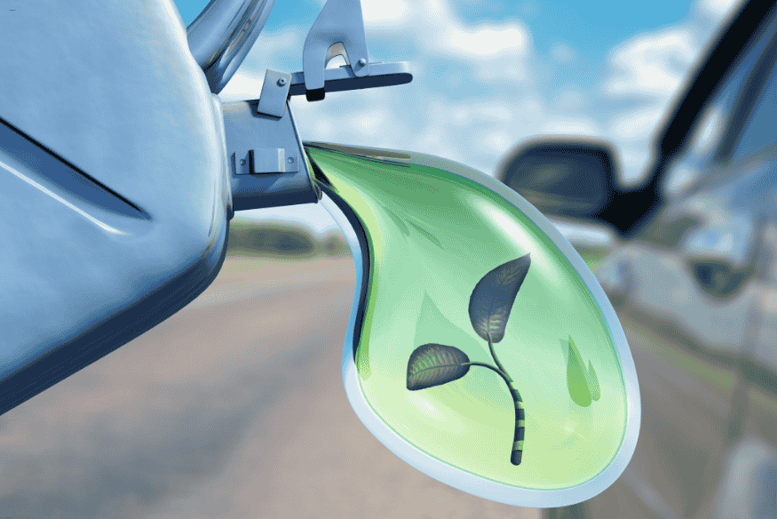 Combustível ecológico sendo abastecido em carro moderno