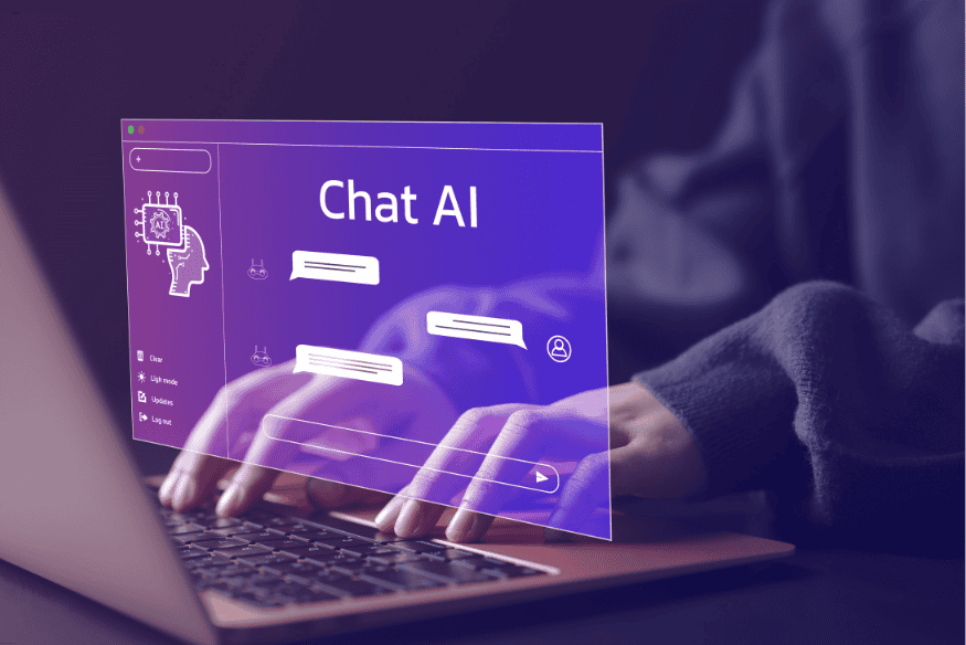 Pessoa utilizando chatbot com IA generativa para interação automatizada