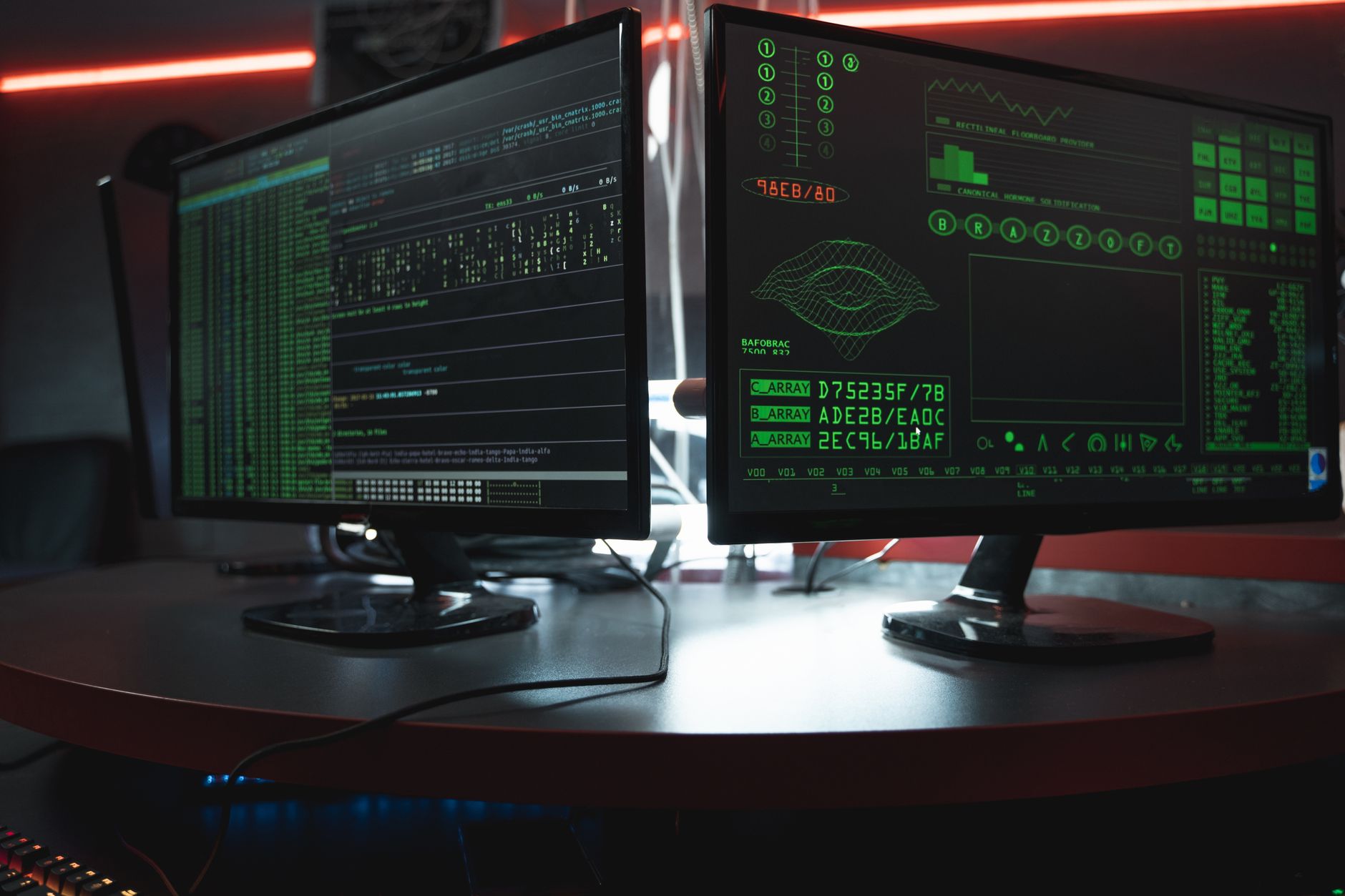 Profissional de TI monitorando painel de segurança de rede em tempo real